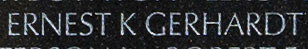 Engraving on The Wall of the name of Private First Class Ernest K. Gerhardt, U.S. Army